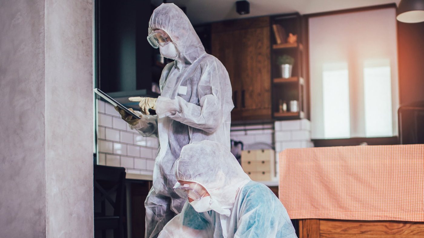 Aplicação de sanitização com equipamento profissional